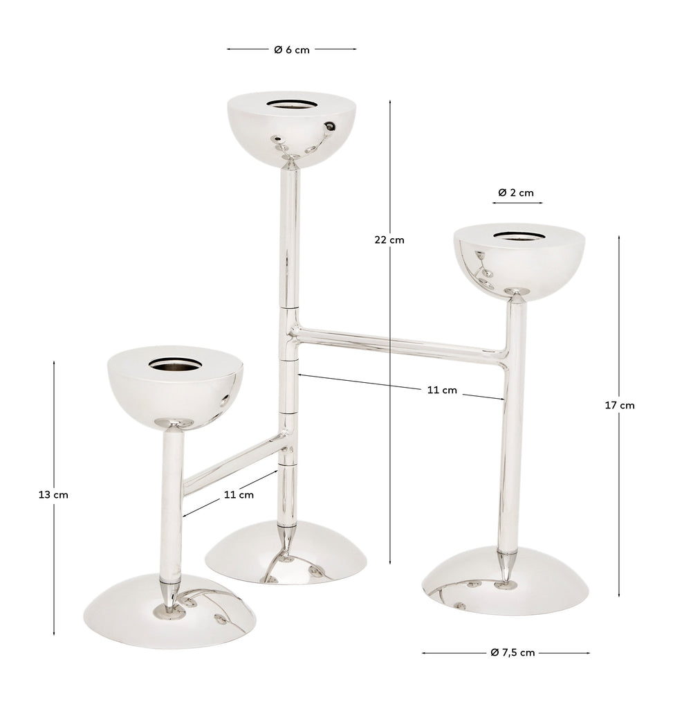 Chandelier Nirela triple en acier inoxydable 22 cm