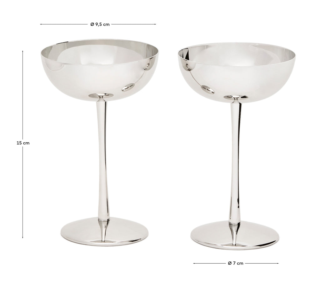 Ensemble Nirela de 2 verres à pied en acier inoxydable