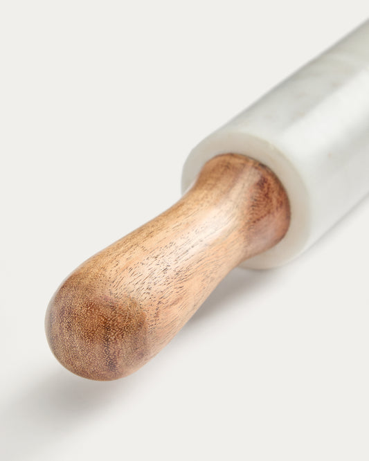 Rouleau à pâtisserie Nuvir en marbre blanc et bois d’acacia