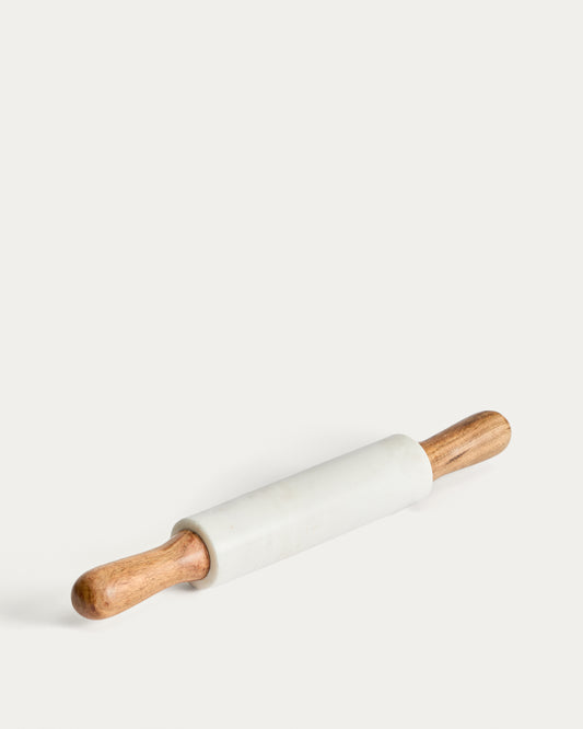 Rouleau à pâtisserie Nuvir en marbre blanc et bois d’acacia