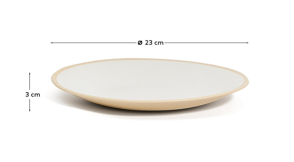 Assiette à dessert Azir en céramique beige