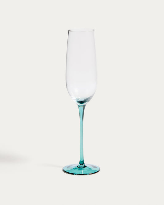 Coupe à champagne Irides en verre transparent et bleu 24,5 cl