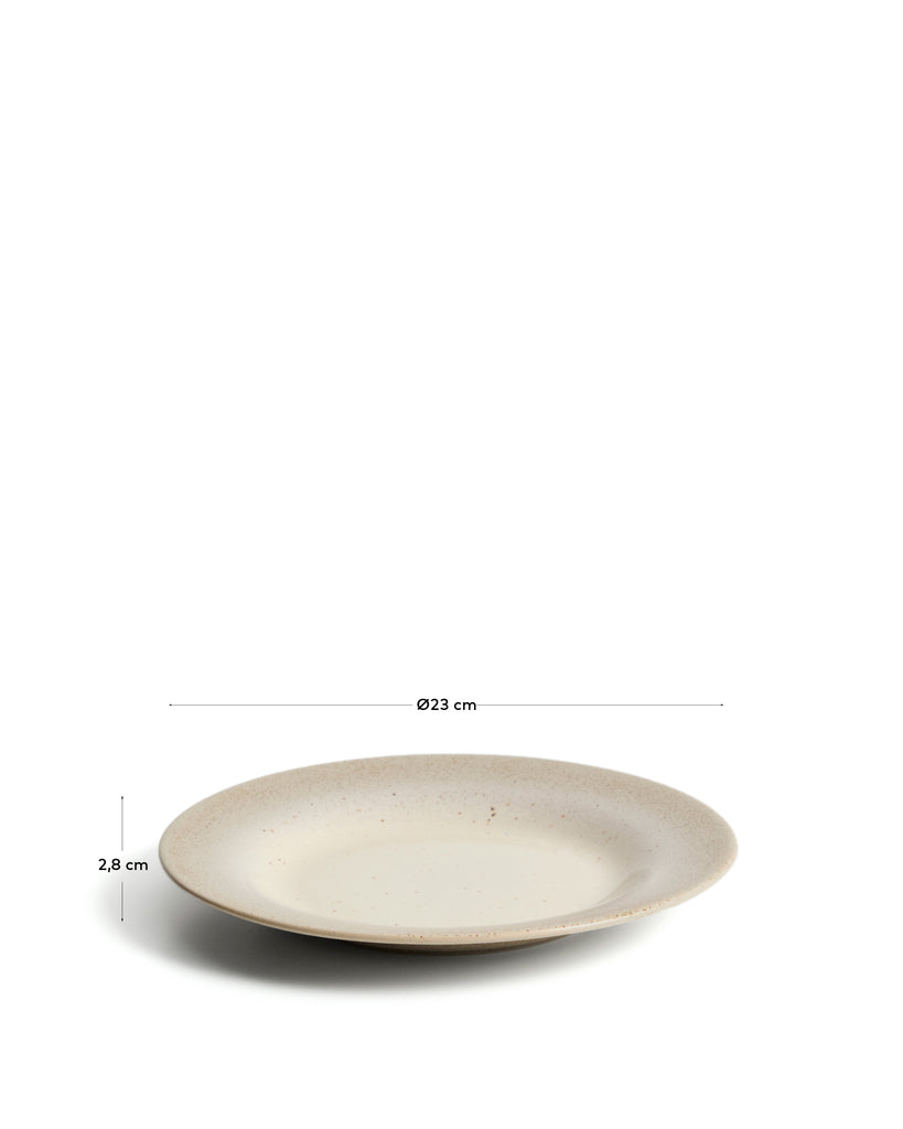 Assiette à dessert Sarel en céramique beige