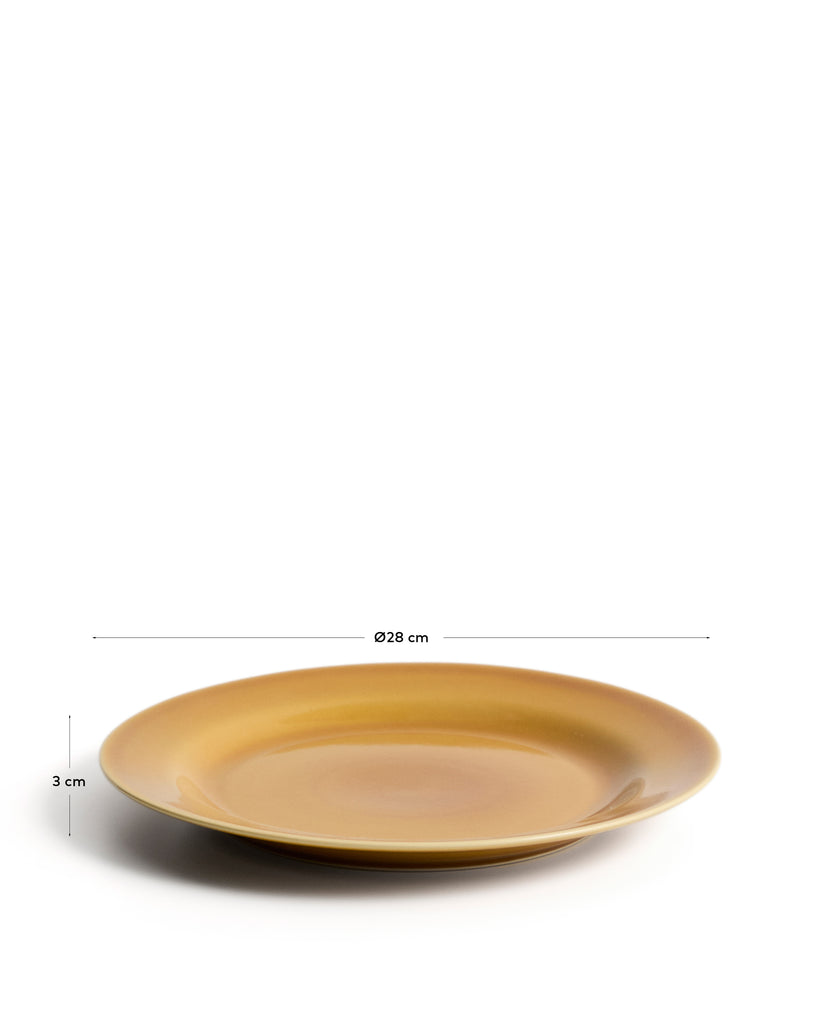 Assiette plate Selune en céramique jaune
