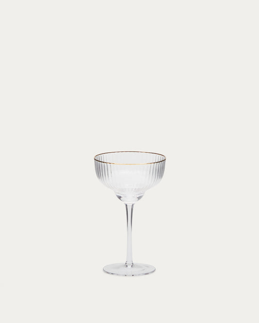 Coupe à champagne Ayan en verre transparent et détail doré 28 cl