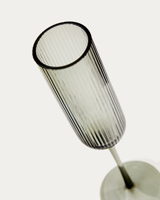 Coupe à champagne Thiba en verre gris 14 cl