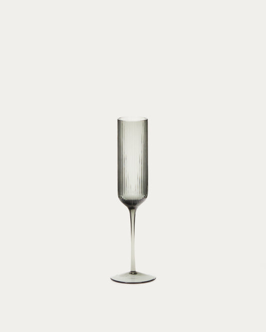 Coupe à champagne Thiba en verre gris 14 cl