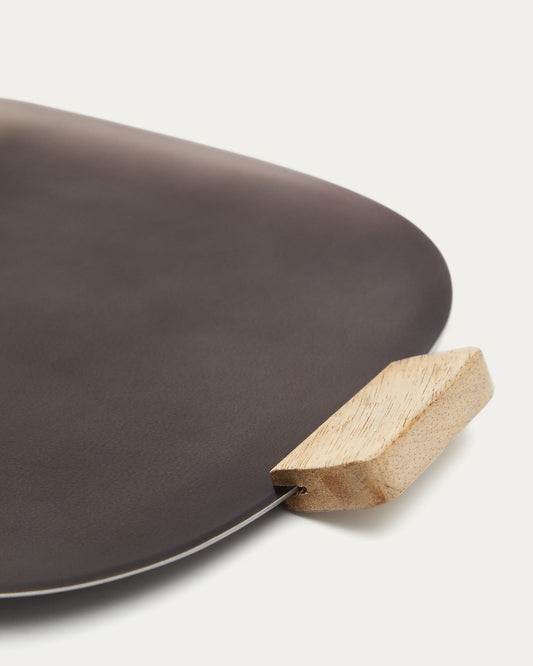 Plateau Soran en bois et acier inoxydable noir