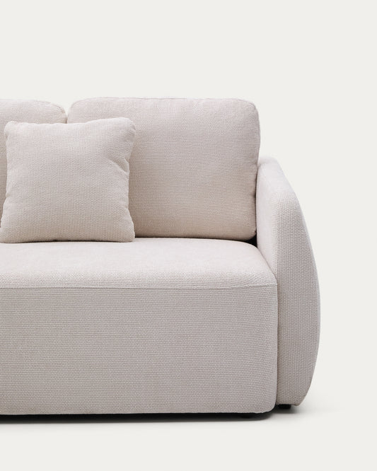Canapé-lit Laira 3 places en chenille couleur écrue 218 cm FSC Mix Credit
