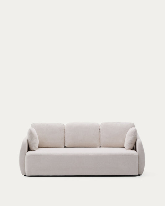Canapé-lit Laira 3 places en chenille couleur écrue 218 cm FSC Mix Credit