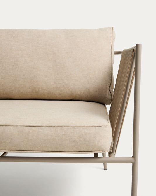 Canapé 2 places d’extérieur Zivia en corde écrue et acier galvanisé taupe 178 cm