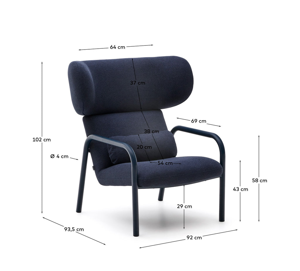 Fauteuil Inari bleu et acier finition peinte bleu FSC Mix Credit