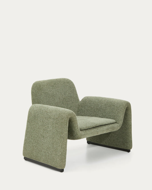 Fauteuil Melvia en chenille verte