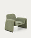 Fauteuil Melvia en chenille verte