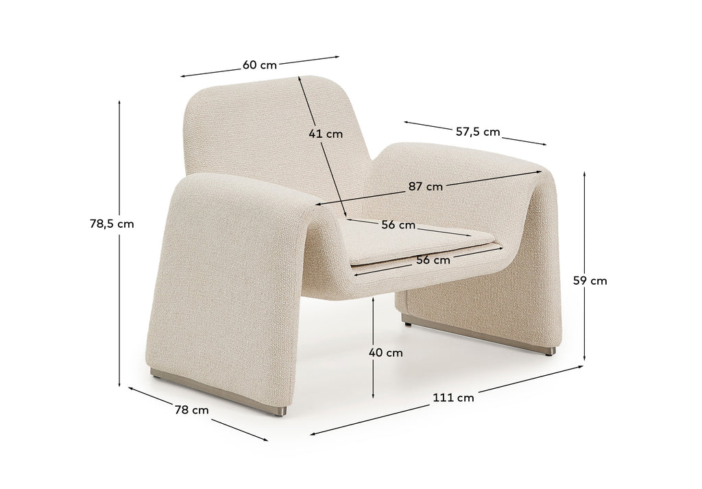 Fauteuil Melvia en chenille beige