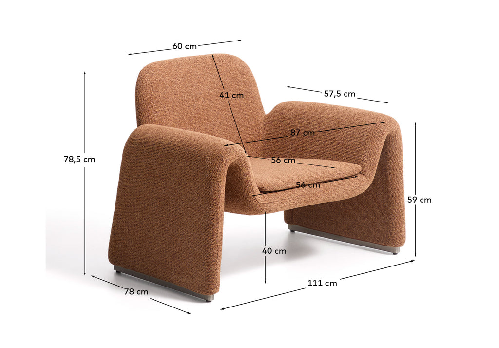 Fauteuil Melvia en chenille terracotta