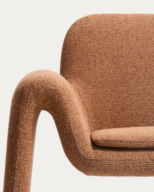 Fauteuil Melvia en chenille terracotta