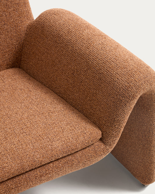 Fauteuil Melvia en chenille terracotta