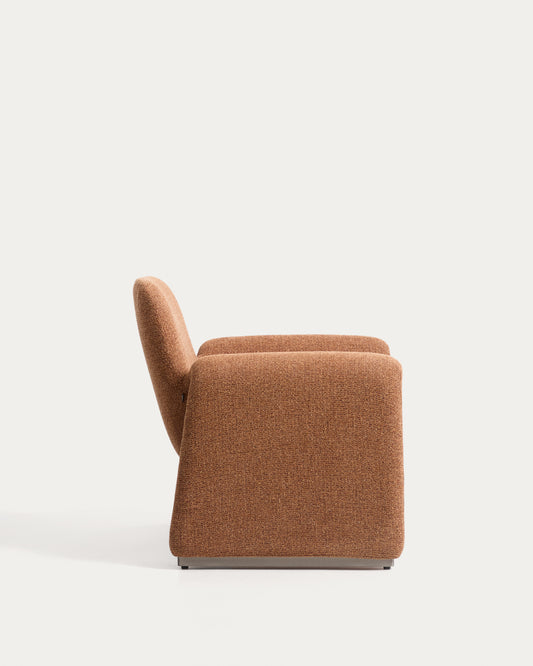 Fauteuil Melvia en chenille terracotta