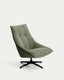 Fauteuil pivotant Dirala en chenille verte et acier avec finition noire FSC 100 %