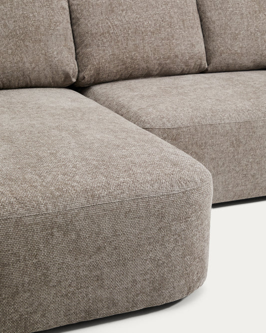 Canapé-lit Laira 3 places en chenille avec méridienne gauche taupe 246 cm FSC Mix Credit