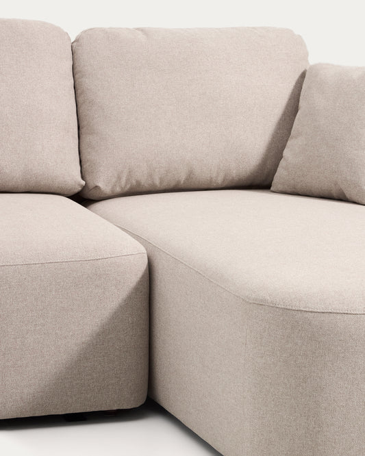 Canapé-lit Laira 3 places en chenille avec méridienne droite beige 246 cm FSC Mix Credit