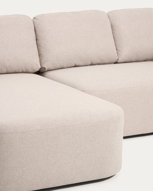 Canapé-lit Laira 3 places en chenille avec méridienne gauche beige 246 cm FSC Mix Credit