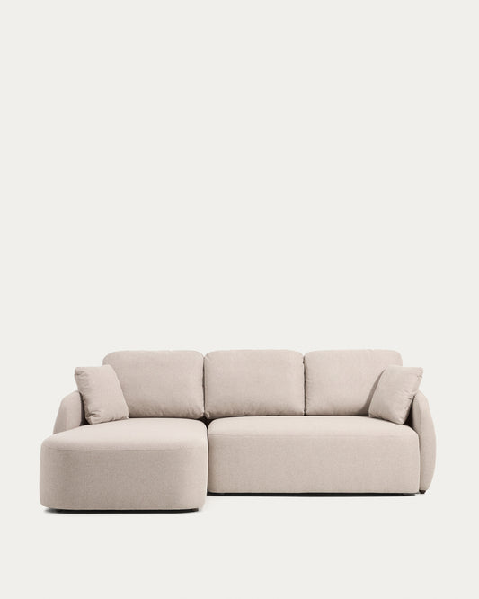 Canapé-lit Laira 3 places en chenille avec méridienne gauche beige 246 cm FSC Mix Credit