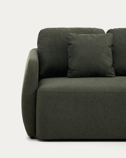 Canapé-lit Laira 3 places en chenille vert foncé 218 cm FSC Mix Credit