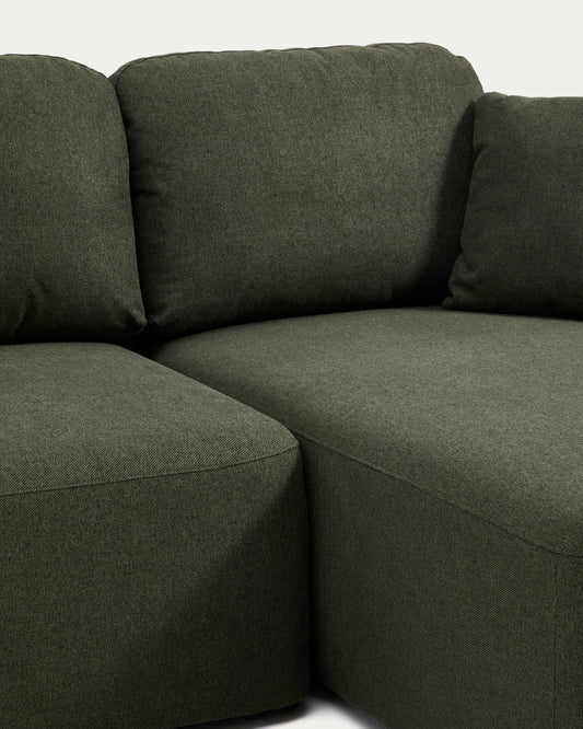 Canapé-lit Laira 3 places en chenille avec méridienne droite vert foncé 246 cm FSC Mix Credit