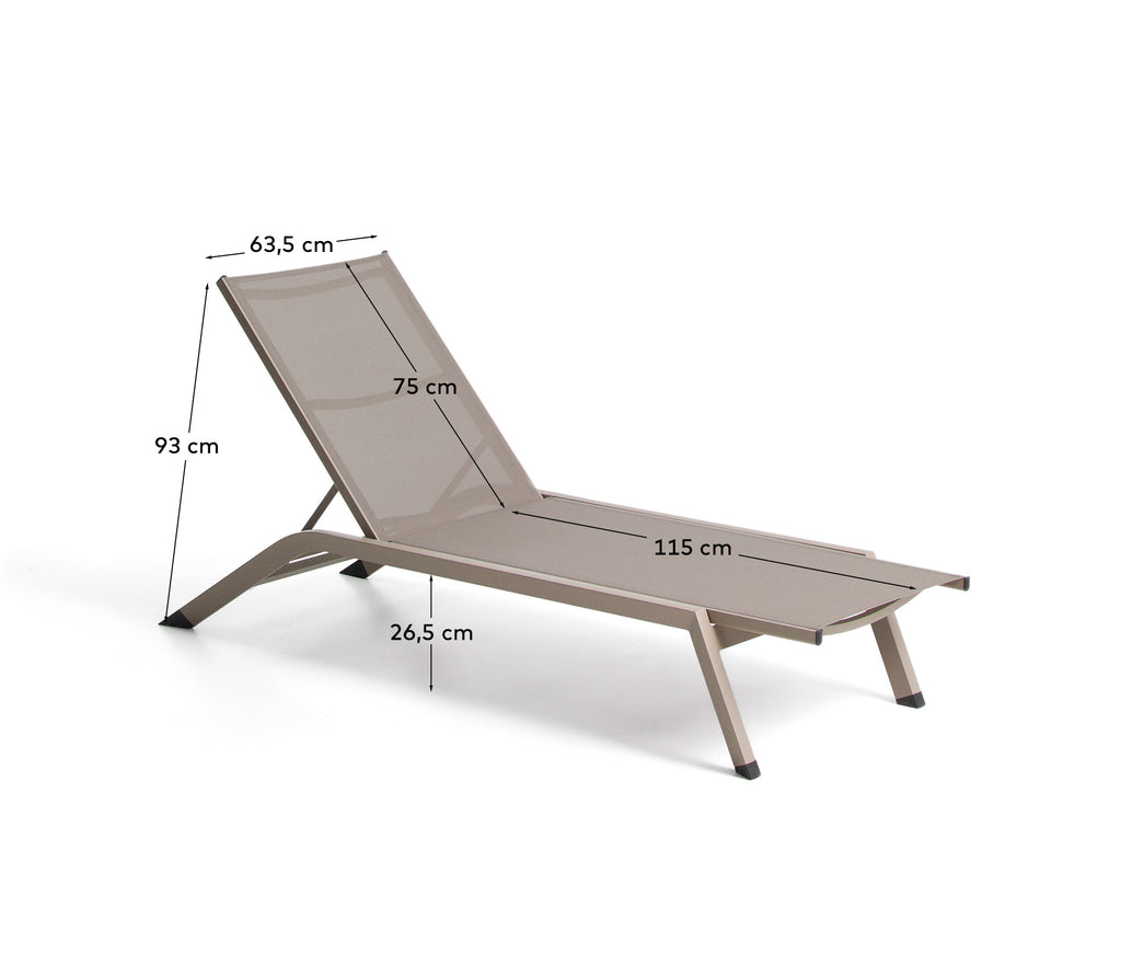 Bain de soleil empilable Capraia en aluminium taupe et textilène marron