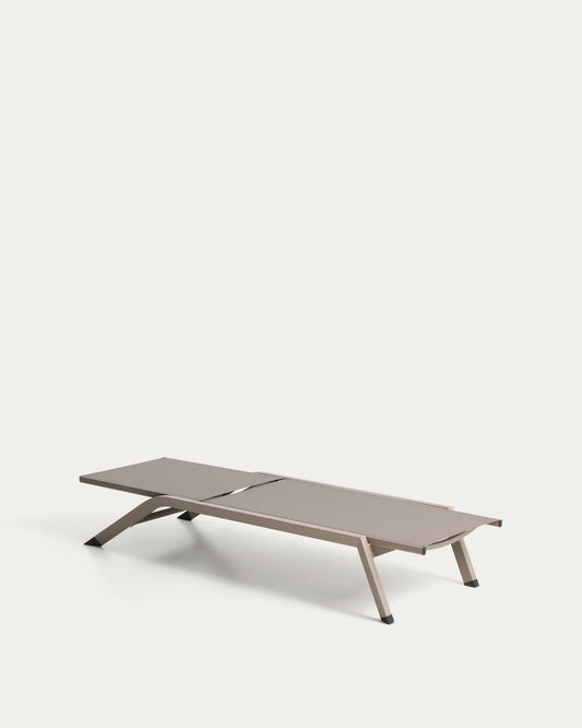 Bain de soleil empilable Capraia en aluminium taupe et textilène marron