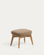 Adiran footrest in light brown thick chenille with solid oak wood legs with a natural finish