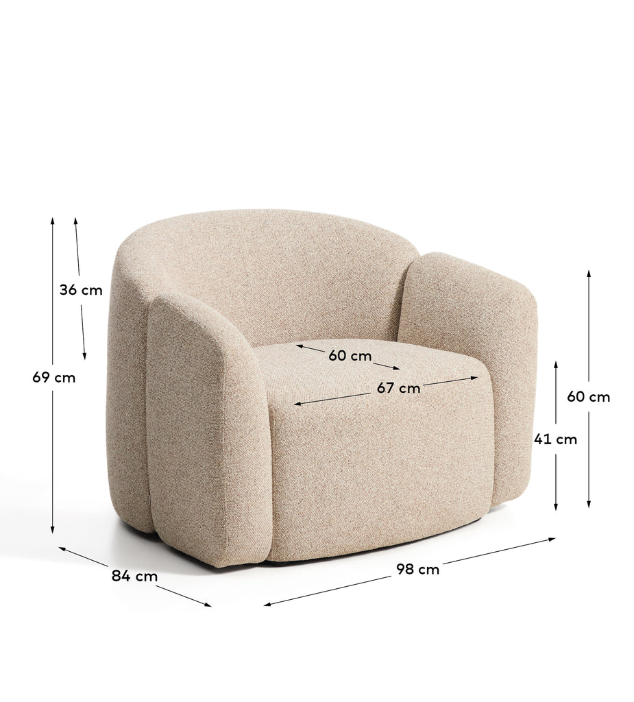 Fauteuil Corvena en chenille beige FSC Mix Credit 98 cm