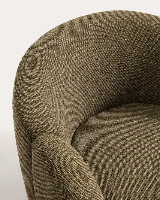 Fauteuil Corvena en chenille vert olive FSC 100% 85 cm
