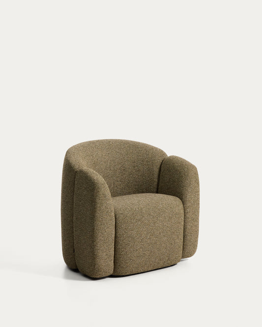 Fauteuil Corvena en chenille vert olive FSC Mix Credit 85 cm