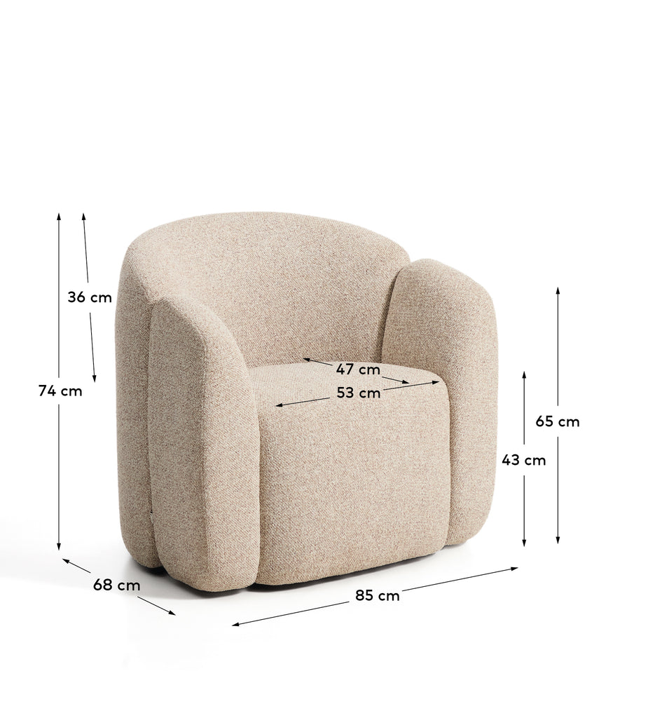 Corvena armchair in beige chenille FSC Mix Credit 85 cm