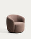 Odenia fire-retardant swivel armchair in brown micro bouclé