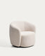Odenia fire-retardant swivel armchair in beige micro bouclé