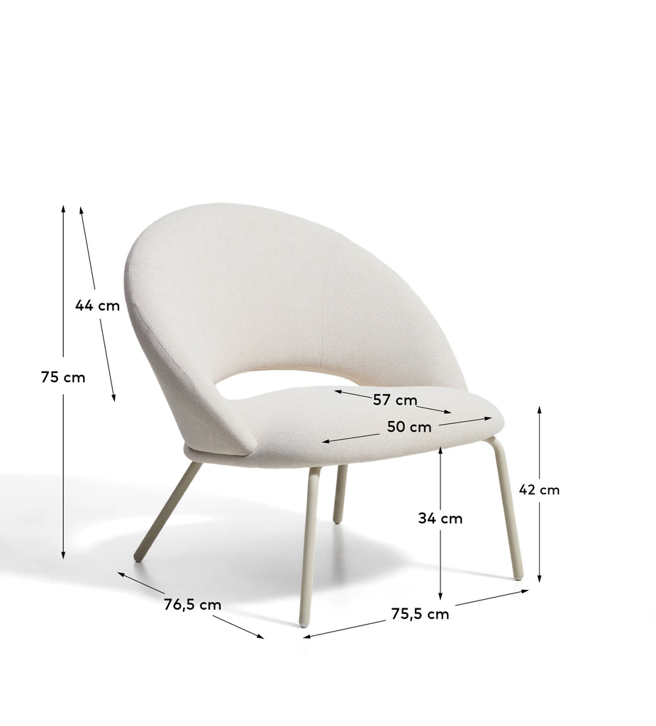 Bonali armchair in beige chenille with beige metal legs FSC Mix Credit 