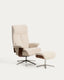 Fauteuil pivotant inclinable avec repose-pieds Toriel en micro-bouclette beige et pieds en aluminium FSC Mix Credit