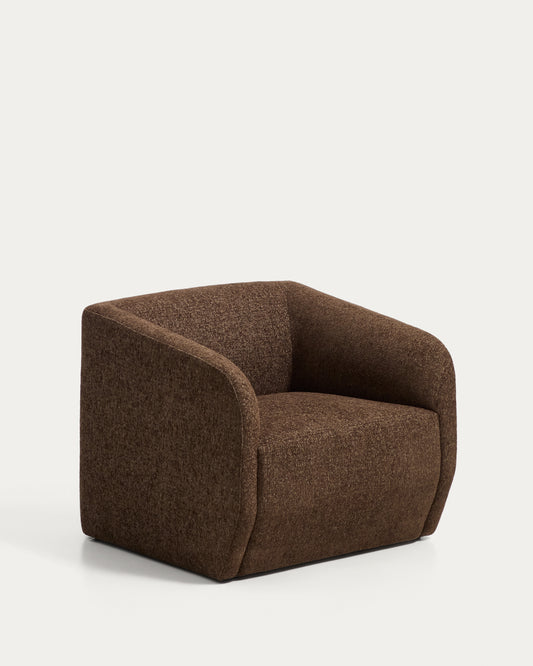 Fauteuil Milare en chenille marron chocolat 83 cm FSC 100 %