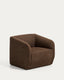 Milare armchair in chocolate brown chenille 83 cm FSC 100%
