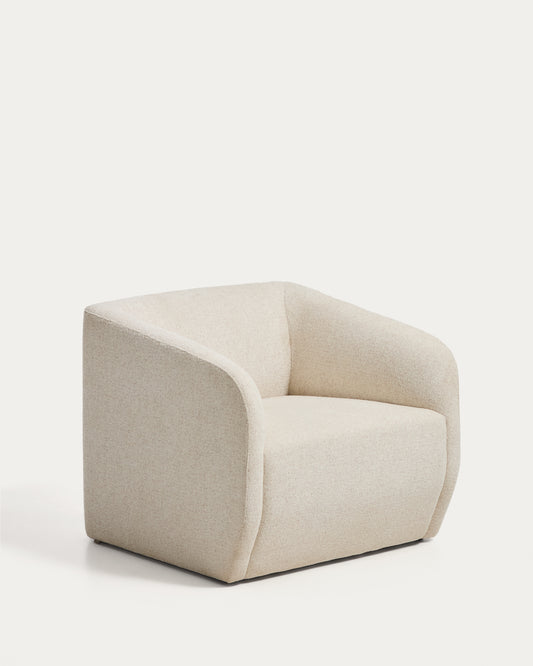Fauteuil Milare en chenille beige 83 cm FSC 100 %