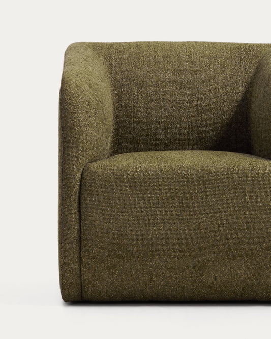 Fauteuil Milare en chenille vert olive 73 cm FSC 100 %