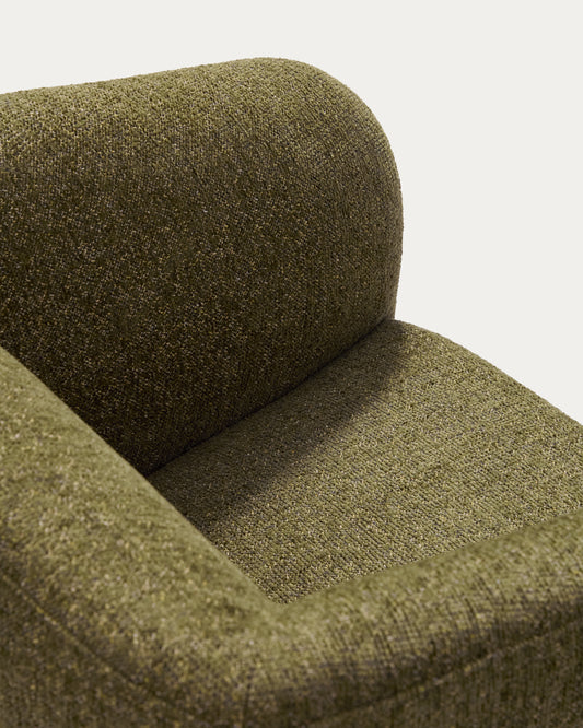 Fauteuil Milare en chenille vert olive 73 cm FSC 100 %