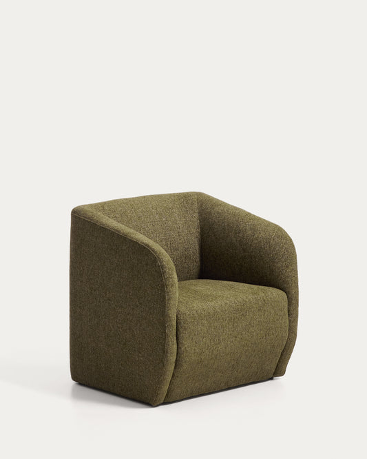Fauteuil Milare en chenille vert olive 73 cm FSC 100 %