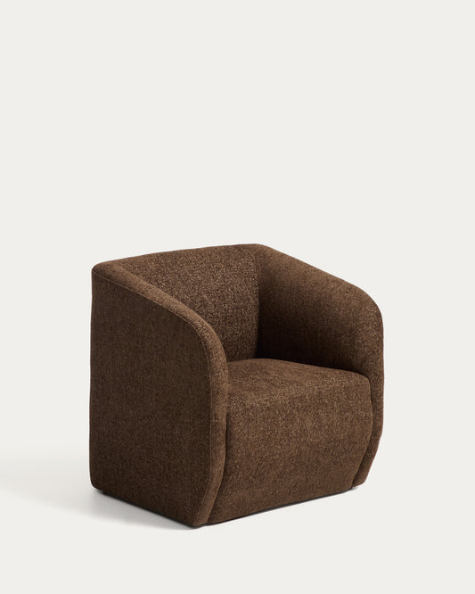 Fauteuil Milare en chenille marron chocolat 73 cm FSC 100 %