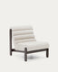 Fauteuil Magira à bouclette blanc et en bois de chêne avec finition foncée