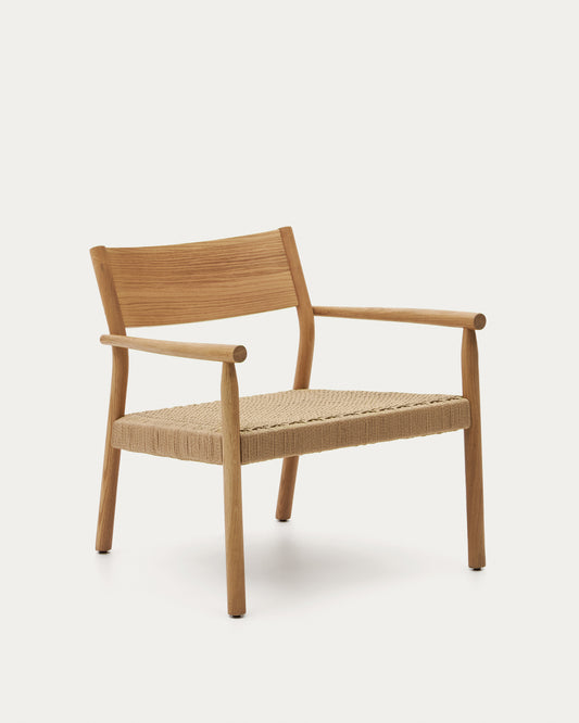 Fauteuil Yalia en bois de chêne massif avec finition naturelle et assise en corde de papier FSC Mix Credit